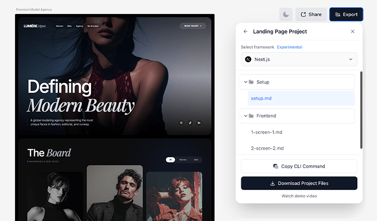 Exporting UI designs to production-ready code