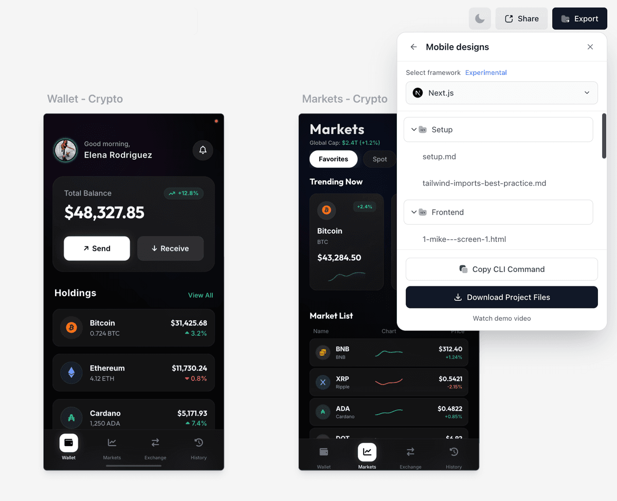 Komposo export to code